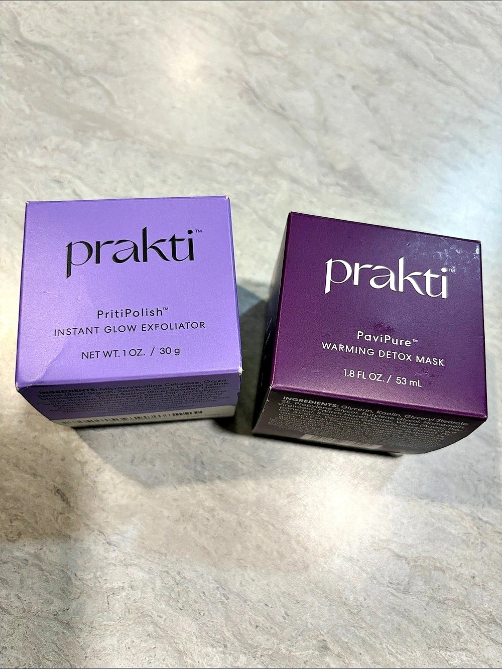 Prakti PritiPolish Instant Glow Exfoliator and PaviPure Warming Detox Mask Set